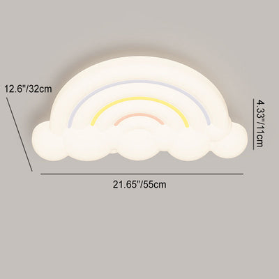 Contemporary Creative Cartoon Acrylic Cloud Rainbow Design LED Kids Flush Mount Ceiling Light For Bedroom