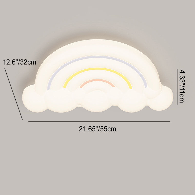 Contemporary Creative Cartoon Acrylic Cloud Rainbow Design LED Kids Flush Mount Ceiling Light For Bedroom