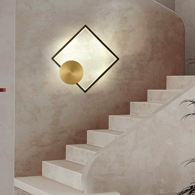 Modern Minimalist Brass Acrylic Triangle Square Circle LED Wall Sconce Lamp For Living Room