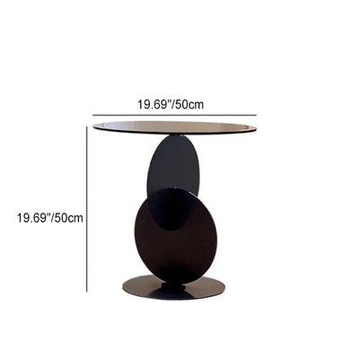 Modern Art Deco Round Combine Design Glass Metal End Table For Living Room