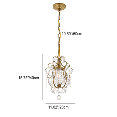 Traditional Luxury C-Side Iron Crystal 1-Light Pendant Light For Living Room