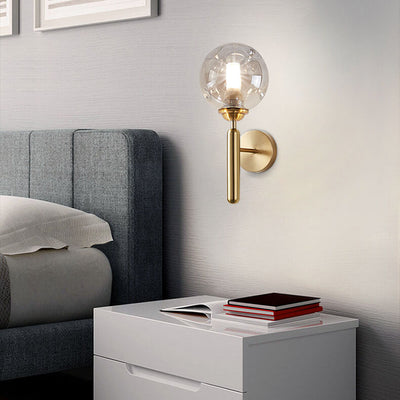 Modern Simple Light Luxury Glass Sphere 1-Light Wall Sconce Lamp