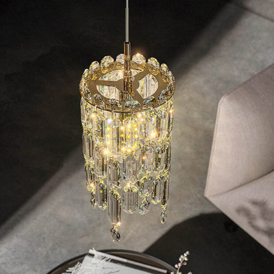 Modern Creative Crystal Cylinder 1-Light Pendant Light For Living Room