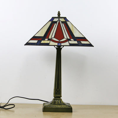 Traditional Tiffany Conic Diamond Deer Alloy Glass 1-Light Table Lamp For Study