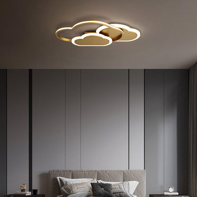 Modern Minimalist Cloud All Copper Acrylic LED Flush Mount Ceiling Light For Bedroom