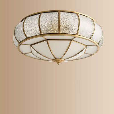 Contemporary Luxury Oval Dome Full Copper Glass 3/4/6 Light Flush Mount Ceiling Light For Bedroom