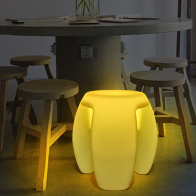 Modern Minimalist Round Plastic LED Illuminated Waterproof Bar Stool For Entertainment Room