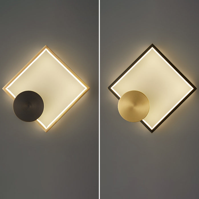 Modern Minimalist Brass Acrylic Triangle Square Circle LED Wall Sconce Lamp For Living Room