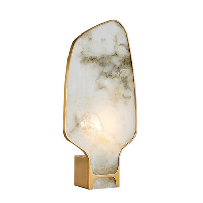 Traditional Chinese Irregular Marble Shade Hardware Edge 1-Light Table Lamp For Home Office