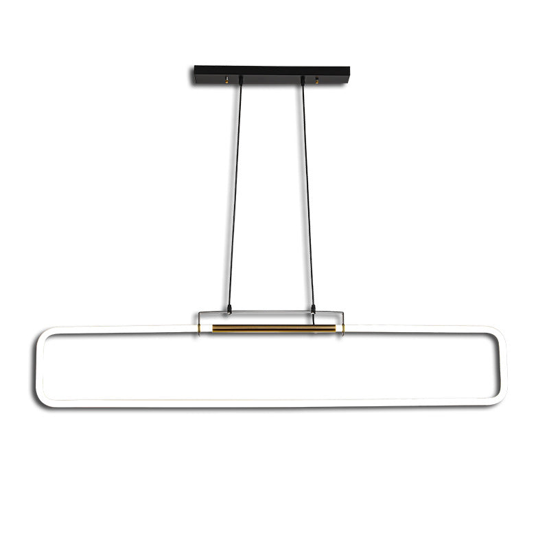 Modern Minimalist Iron Acrylic Rectangular Strip LED Island Light Chandeliers For Dining Room