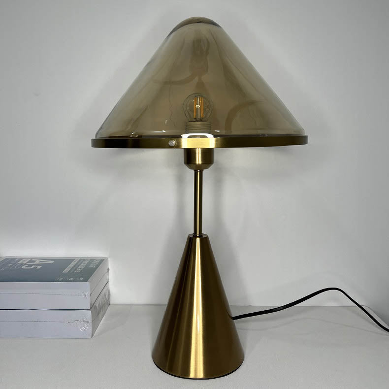 Contemporary Scandinavian Triangle Hardware Glass 1-Light Table Lamp For Bedroom