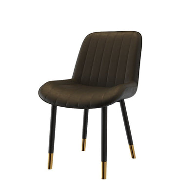 Modern Luxury Square Curved Leather Metal Dining Chair Backrest Armless For Dining Room