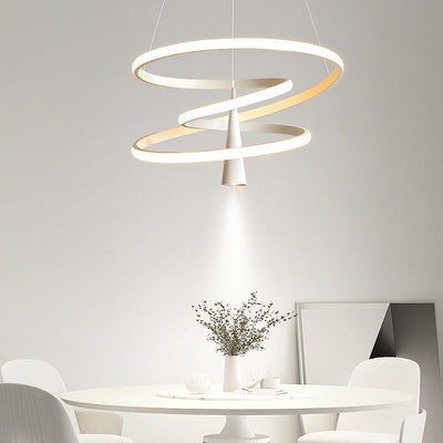 Modern Minimalist Circle Tapered Iron Acrylic LED Chandelier For Living Room