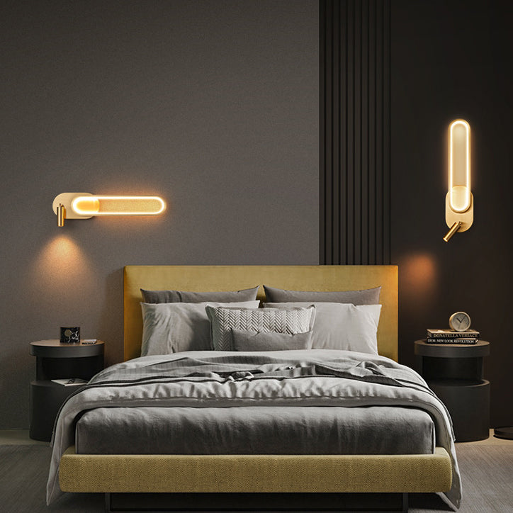 Modern Minimalist Brass Elliptical Circle LED Wall Sconce Lamp For Bedside