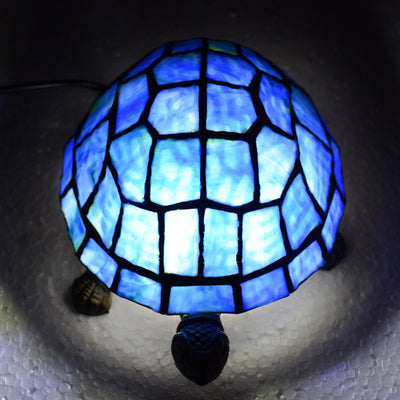 Contemporary Creative Alloy Glass Turtle 1-Light Table Lamp For Bedroom