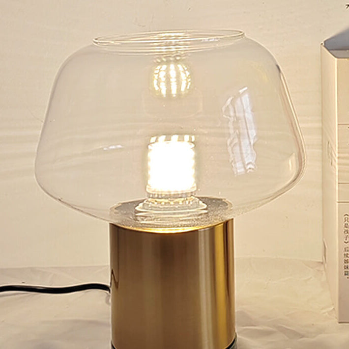 Lampe de table moderne et minimaliste à 1 lumière en verre et marbre cylindrique 