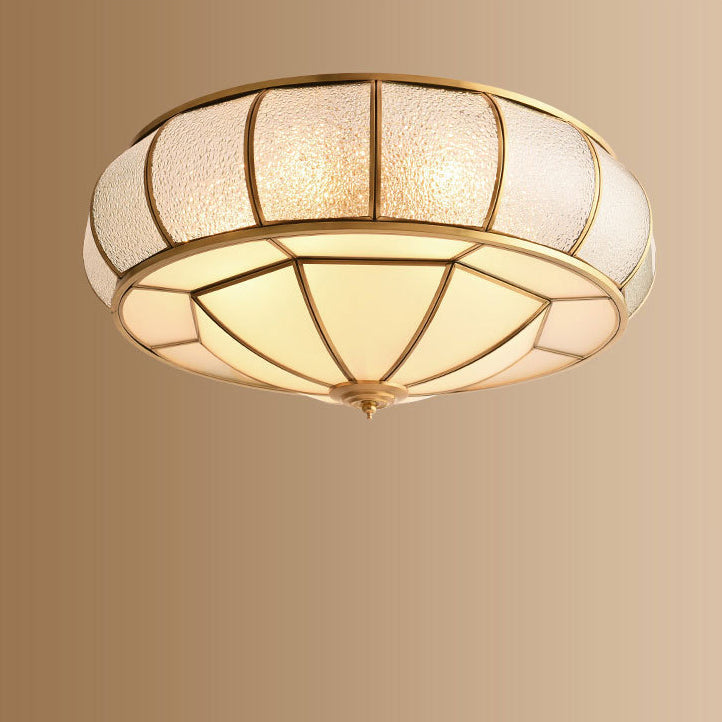 Contemporary Luxury Oval Dome Full Copper Glass 3/4/6 Light Flush Mount Ceiling Light For Bedroom