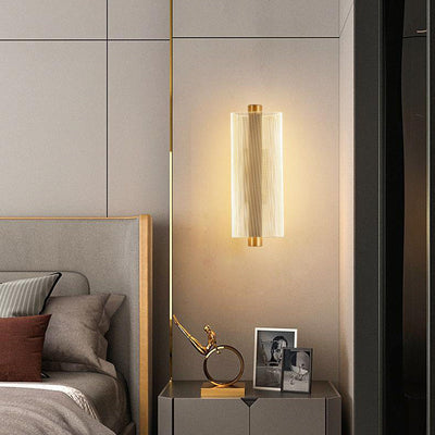 Modern Mid-Century Cylinder Hardware Acrylic LED Wall Sconce Lamp For Bedroom