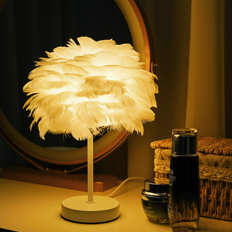 Contemporary Creative Feather USB LED Table Lamp For Bedroom