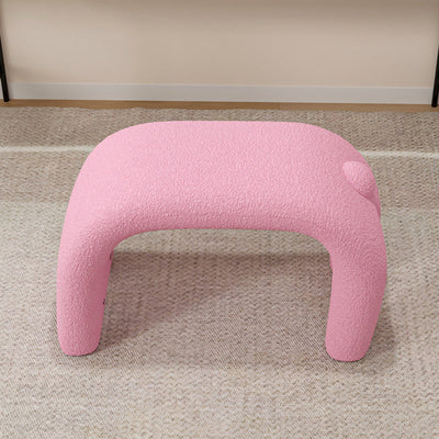 Contemporary Creative Curved Faux Fur Cat Design Vanity Stool Armless For Living Room