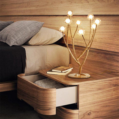 Contemporary Scandinavian Branch Polymer Metal Glass 8/12 Light Table Lamp For Bedroom