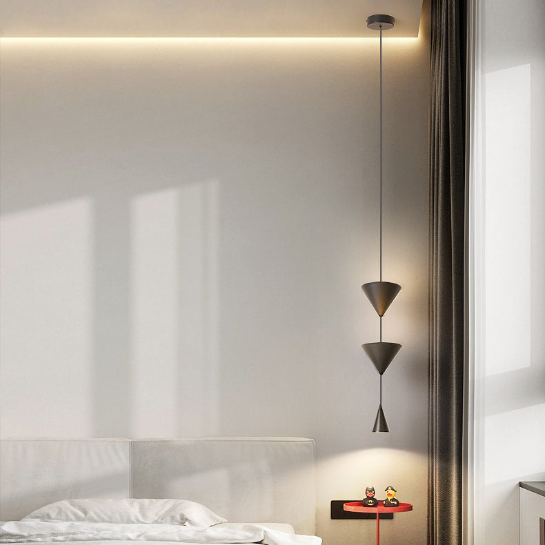 Modern Minimalist Cone Iron Aluminum Acrylic LED Pendant Light For Bedroom