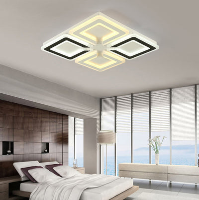 Modern Minimalist Diamond Iron Acrylic LED Flush Mount Ceiling Light For Living Room