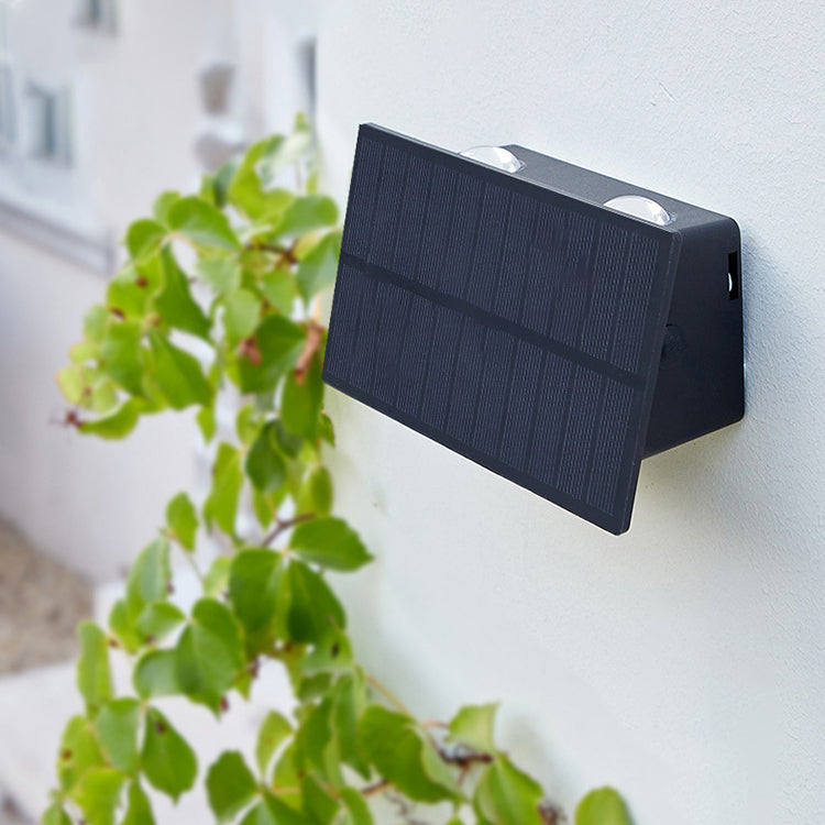 Modern Minimalist Solar Waterproof Rectangle ABS LED Outdoor Wall Sconce Lamp For Garden