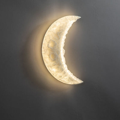 Contemporary Creative Moon Carving Resin LED Wall Sconce Lamp For Living Room