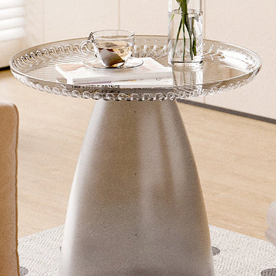 Modern Minimalist Round Table Top PET Plastic Side Table 1-Leg For Living Room