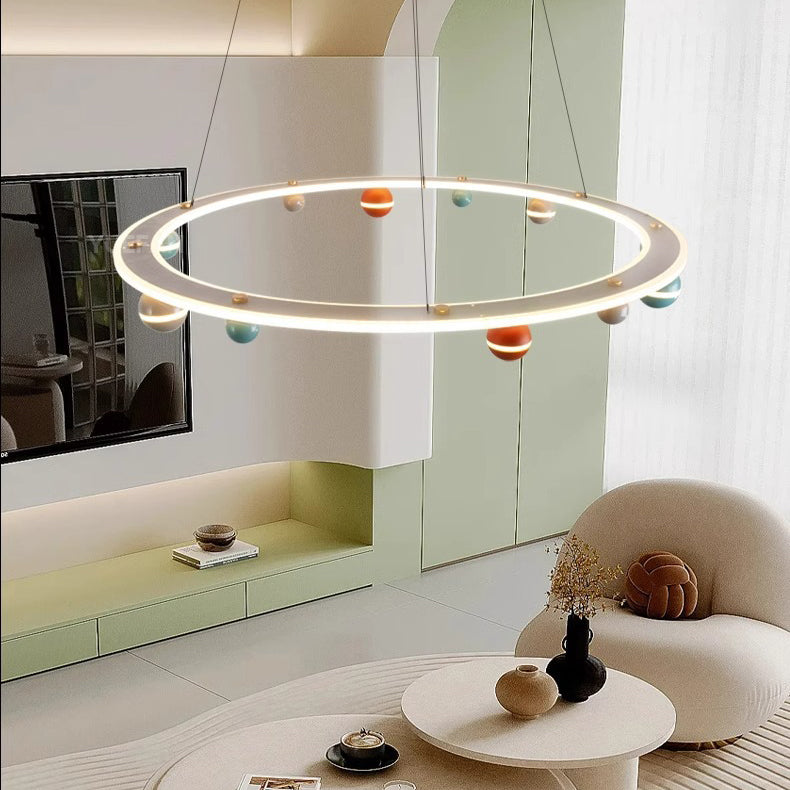 Contemporary Creative Aluminum Acrylic Rainbow Beans LED Island Light Pendant Light For Living Room