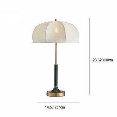 Contemporary Retro Dome Hardware Fabric 1-Light Table Lamp For Bedroom