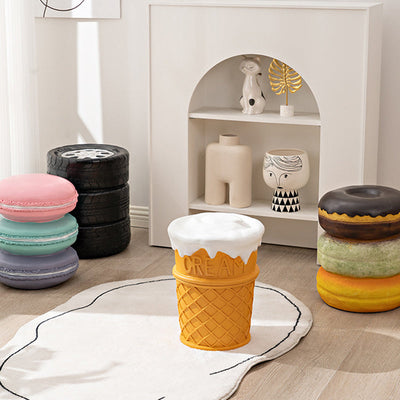 Contemporary Creative Cylindrical Donut Macaroon Pineapple Tire Ice Cream Resin Chair For Living Room