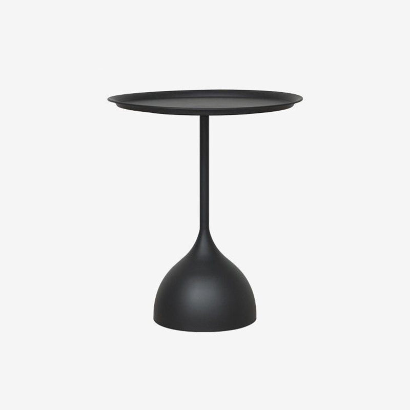 Modern Minimalist Round Cylinder Base Iron End Table 1-Tray For Living Room