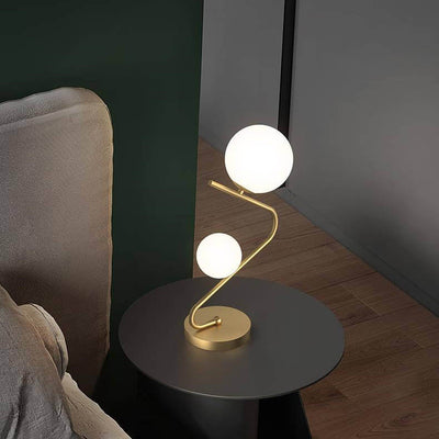 Nordic Minimalist Creative Copper Ball 2-Light Table Lamp