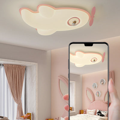 Contemporary Nordic Kids Iron PE Plane LED Flush Mount Ceiling Light For Bedroom