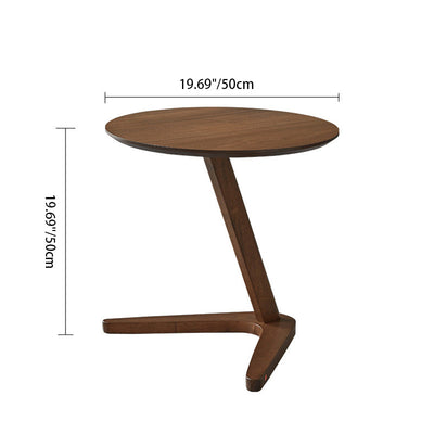 Modern Minimalist Round V-Shape Base Wood Side Table For Living Room