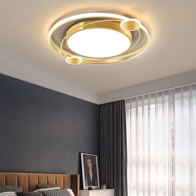 Modern Simplicity Round Iron Acrylic LED Flush Mount Ceiling Light For Bedroom