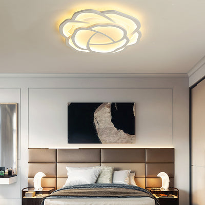 Modern Minimalist Rose Shape Iron Acrylic LED Flush Mount Ceiling Light For Bedroom