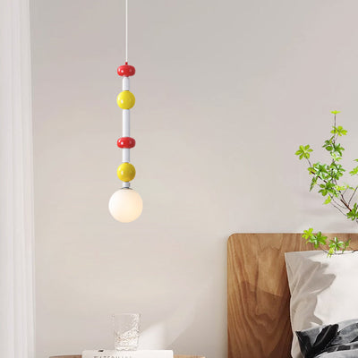 Contemporary Scandinavian Stained Fruit Glass Iron 1-Light Pendant Light For Bedroom