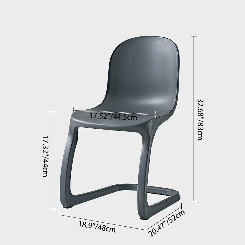 Contemporary Scandinavian Bow Frame Plastic Billet Steel Dining Chair Backrest For Dining Room