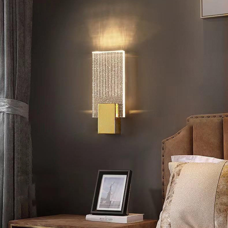 Modern Minimalist Square Copper Crystal LED Wall Sconce Lamp For Living Room