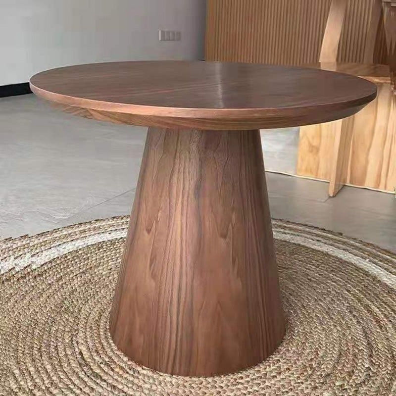 Contemporary Nordic Round Cone Column Base Wood Coffee Table For Living Room