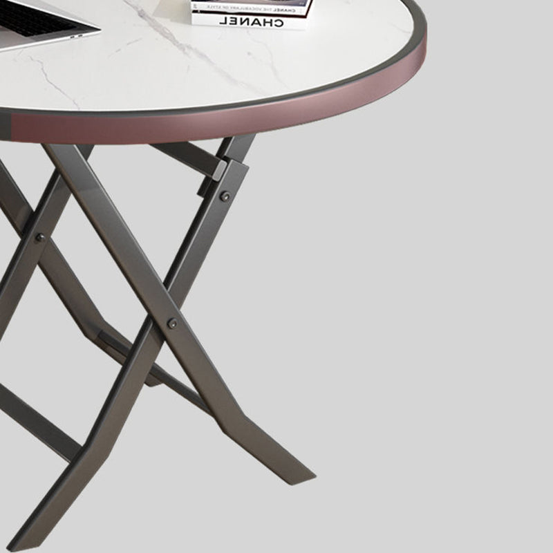 Modern Minimalist Round Marble Metal Dining Table For 4 Seats