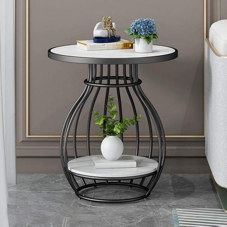 Contemporary Scandinavian Round Birdcage Stainless Steel Metal Slate Coffee Table For Living Room