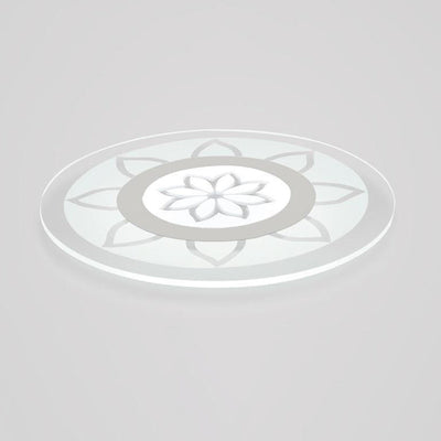 Modern Simplicity Iron Acrylic Round Flower Leave LED Flush Mount Ceiling Light For Living Room