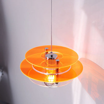 Modern Minimalist Round Flying Saucer Hardware Acrylic 1-Light Pendant Light For Living Room