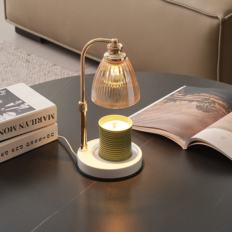 Lampe de table à cire fondue à 1 lumière avec abat-jour en verre conique en fer de simplicité contemporaine pour chambre 