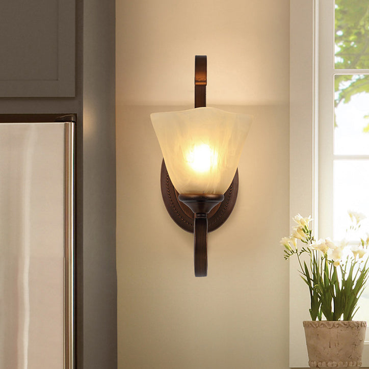 Contemporary Retro Iron Glass Tetrahedron Oval Base 1/2 Light Wall Sconce Lamp For Hallway