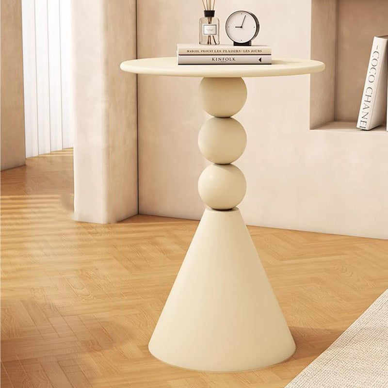 Contemporary Nordic Round Orb Cone Base Iron Rock Slab Coffee Table For Living Room